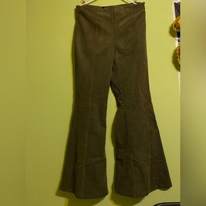 Olive Green Corduroy Flare Pants